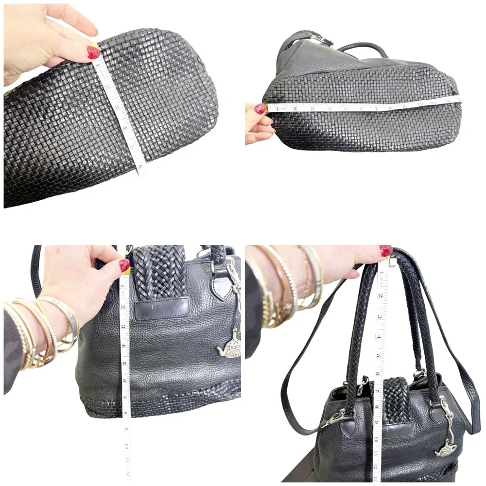 Brighton Vintage Leather Woven Satchel‎ Black